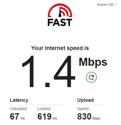 ADSL speed test